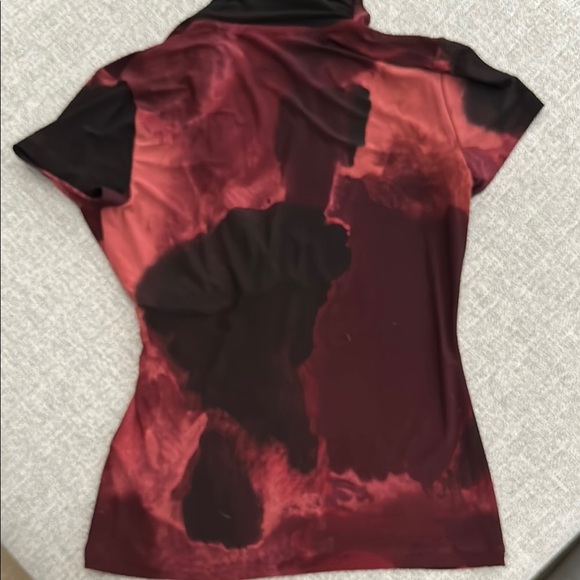 DKNY by Donna Karan Jersey Ruche Wrap Front V-Neck Short Sleeve Top - Picture 3 of 3